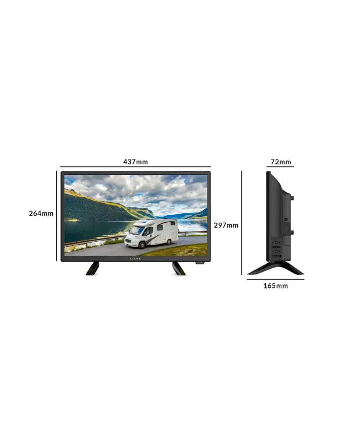 KIANO SLIMTV 19" TRAVEL LED TV Ideal for camper, truck, 12V charger