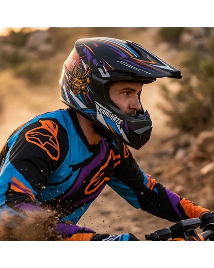 Kask Kamikaze fullface na hulajnogę, MTB i rower Orange