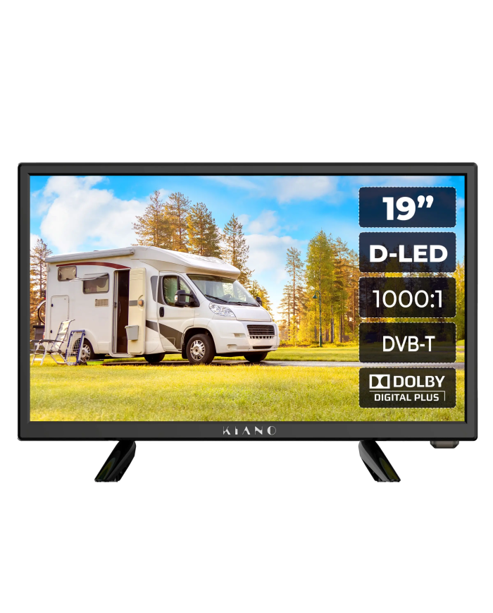 KIANO SLIMTV 19" TRAVEL LED TV Ideal for camper, truck, 12V charger