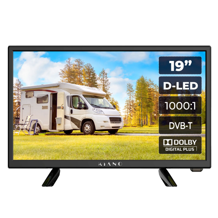 KIANO SLIMTV 19" TRAVEL LED TV Ideal for camper, truck, 12V charger
