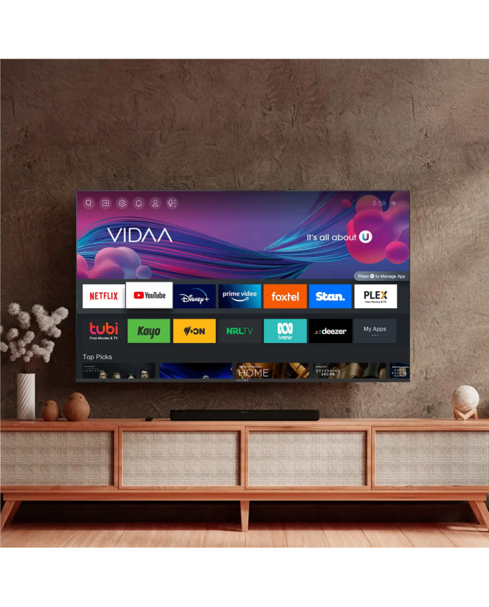 Kiano Elegance 55" 4K Smart TV VIDAA Netflix. HBO, Prime