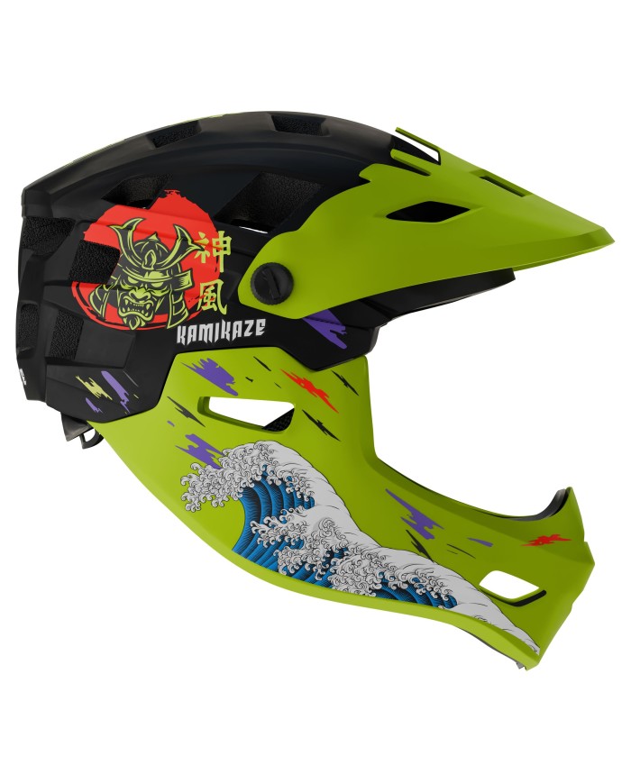 Kamikaze RONIN Wave Green Full Face Helmet