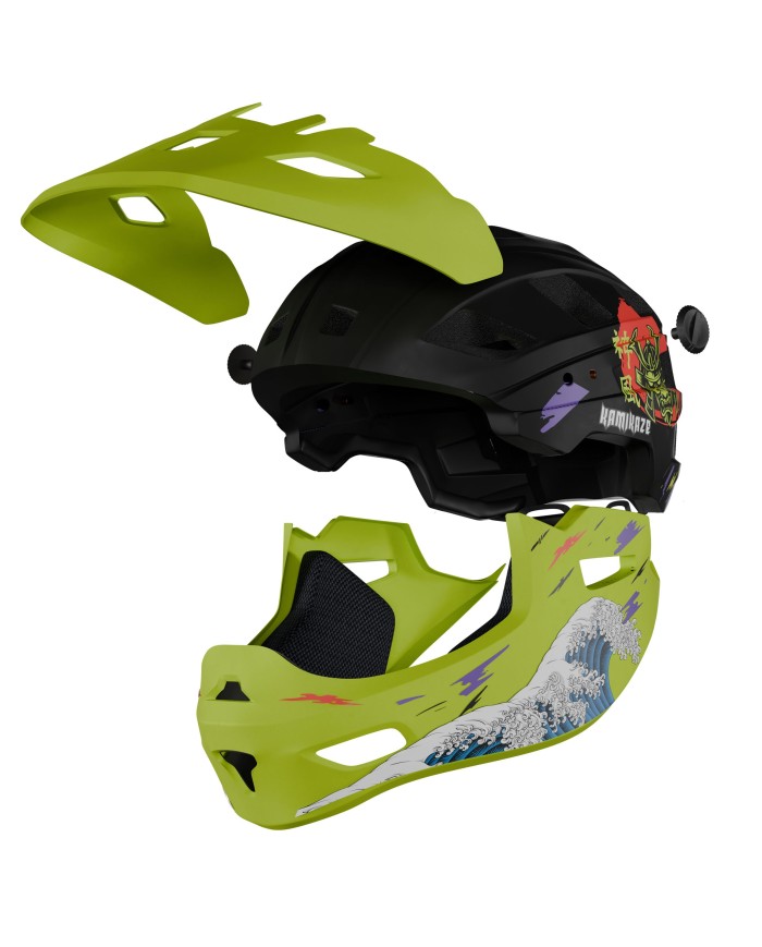 Kamikaze RONIN Wave Green Full Face Helmet