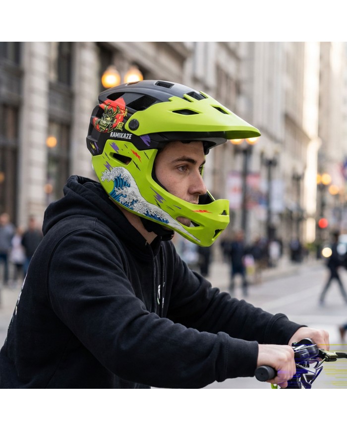 Kamikaze RONIN Wave Green Full Face Helmet