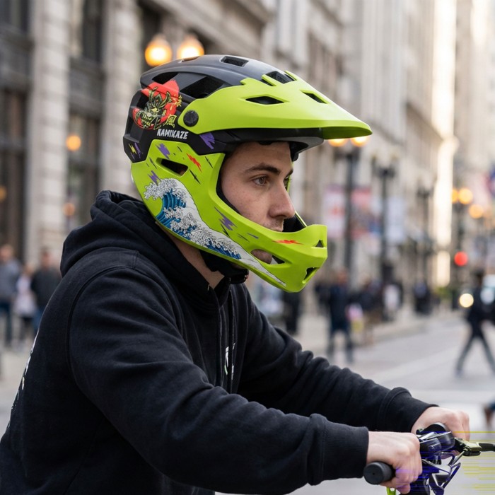 Kamikaze RONIN Wave Green Full Face Helmet
