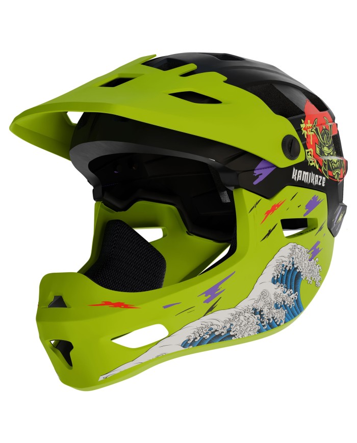 Kamikaze RONIN Wave Green Full Face Helmet