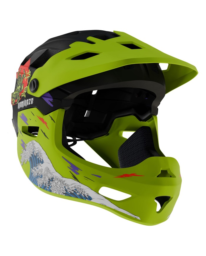 Kamikaze RONIN Wave Green Full Face Helmet