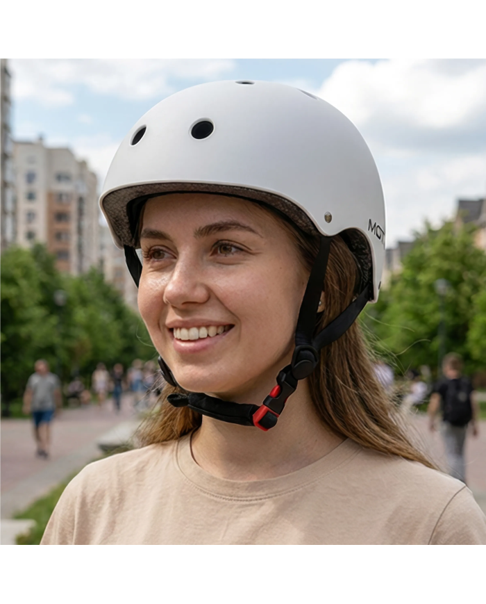 Adjustable MOTUS white helmet for bicycle, electric scooter