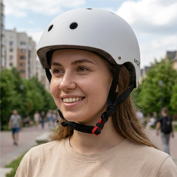 Adjustable MOTUS white helmet for bicycle, electric scooter