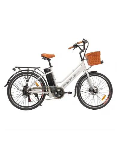 Motus City White 26" Electric Bike 12.5 Ah Battery