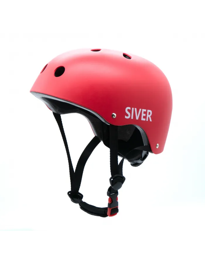 Adjustable Bicycle Helmet SIVER Size S Red
