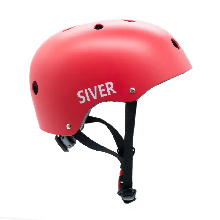 Adjustable Bicycle Helmet SIVER Size S Red