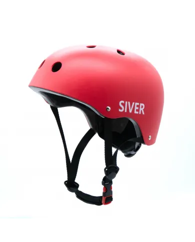 Adjustable bicycle helmet SIVER size L red
