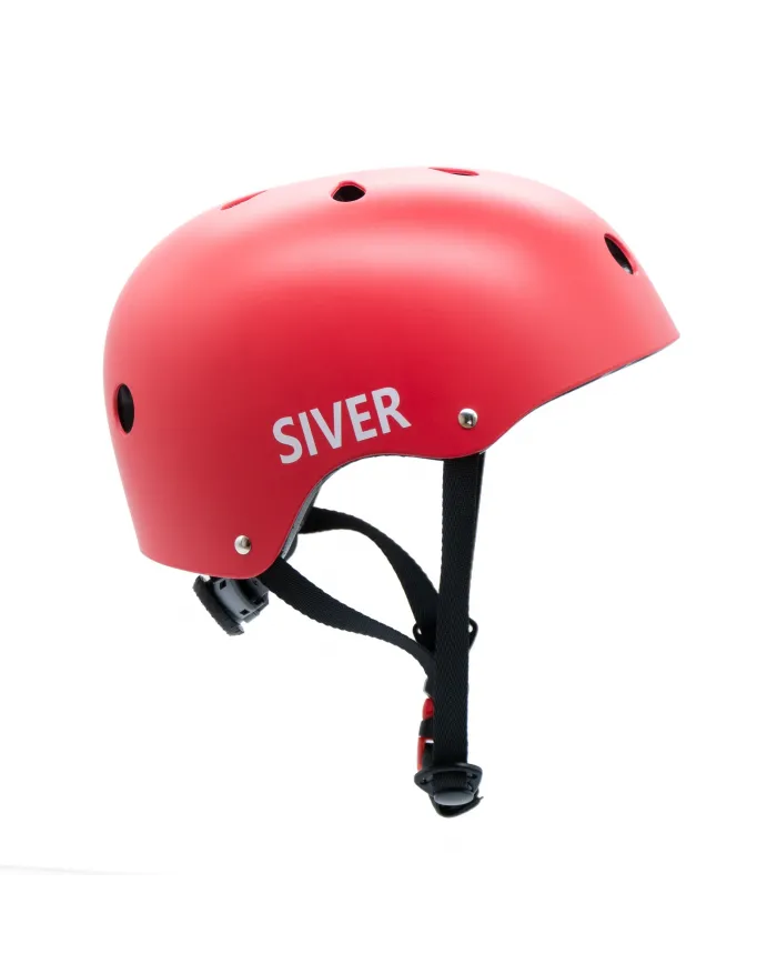 Adjustable bicycle helmet SIVER size L red
