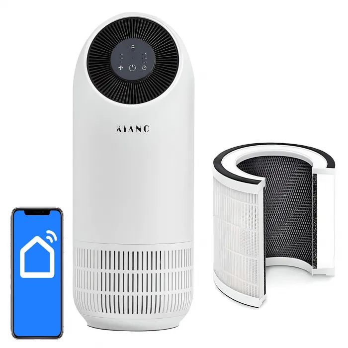 Kiano Fillo Air Purifier with pre-filter, carbon filter, and HEPA 13 smart